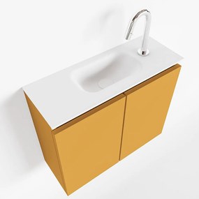 Mondiaz Ture 60cm toiletmeubel ocher met wastafel talc midden 1 kraangat