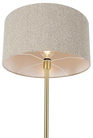 Vloerlamp messing met boucle kap taupe 50 cm - Simplo Design, Modern E27 rond Binnenverlichting Lamp