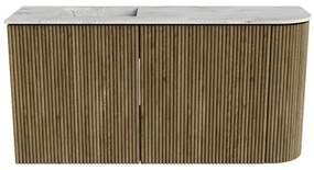 Mondiaz Joya DLux 80cm toiletmeubel ronding rechts dusk met wastafel faye links zonder kraangat glace