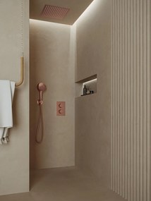 Saniclear Cube inbouw regendouche met inbouw douchekop 30x30cm en 2 standen handdouche geborsteld koper