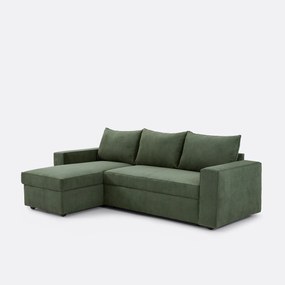 3-zits hoekslaapbank met opbergruimte, fijn ribfluweel, FLO