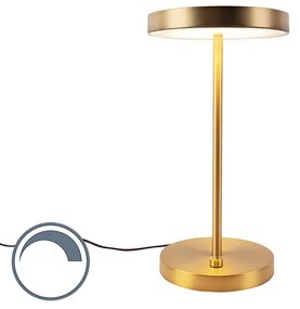 Moderne tafellamp met dimmer brons incl. LED - Disco Modern rond Binnenverlichting Lamp