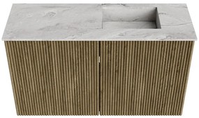 Mondiaz Joya DLux 70cm toiletmeubel dusk met wastafel faye rechts zonder kraangat glace