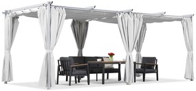 Witte La Palma terraspergola 3x6m met Garden Point gordijnen