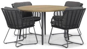 Tuinset Ronde Tuintafel 4 personen Rope Grijs 4 Seasons Outdoor Fabrice/Montana