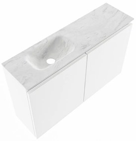 Mondiaz Ture DLux toiletmeubel 80cm talc met wastafel opalo links met kraangat