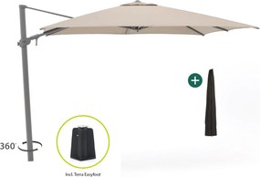 Parasol Shadowline Austin | Inclusief hoes | Vierkant | 300x300cm | Met draaihendel | Bruin | Kees Smit Tuinmeubelen