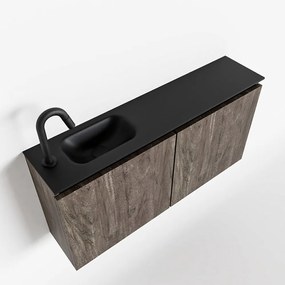Mondiaz Ture 100cm toiletmeubel dark brown met wastafel urban links 1 kraangat