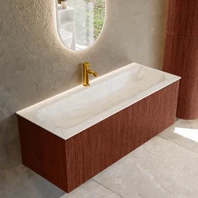 Mondiaz Kurve-dlux 120cm badmeubel ruby met 1 lade en wastafel big large midden 1 kraangat ostra