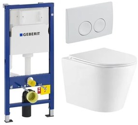 QeramiQ Dely Toiletset - Geberit UP100 inbouwreservoir - witte bedieningsplaat - toilet - zitting - mat wit SW730486/0701174/sw543432/
