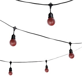 Lichtsnoer 10 Meter Inclusief 12x Rode Kogellamp 15W Feestverlichting