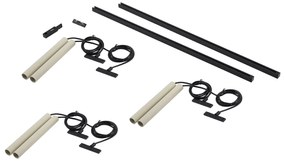 Modern railsysteem met 6 hanglampen beige met zwart 1-fase - Slimline Keno