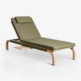 Set Van 2 Verstelbare Ligstoelen Van Acaciahout Met Dubai-kussen Leger Groen – Koel & Rustiek Acaciabruin - Sklum