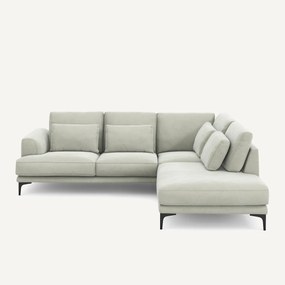 Linkse hoekbank met leuning in stonewashed fluweel Marsile