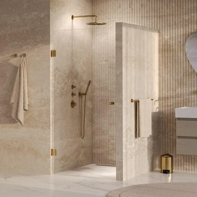 BRAUER Void Carving Nisdeur - 100x200cm - draaideur - glascoating - omkeerbaar - helder glas - geborsteld goud PVD GS-VOCN1H100200GG