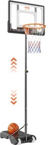 VEVOR Basketbalring Outdoor Basketbalstandaard 152,4-213,4 cm Verstelbare Hoogte, Basketbalsysteem Zwart Weerbestendig Roestvrij, Basketbalringstandaard met Water of Zand Mobiel
