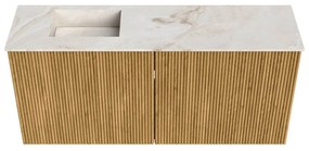 Mondiaz Joya DLux 90cm toiletmeubel oak met wastafel faye links 1 kraangat frappe