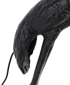 Vintage vloerlamp zwart met stoffen kap zwart - Animal Kraanvogel To Landelijk E27 Binnenverlichting Lamp