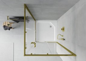 Mexen Rio vierkante douchecabine 90 x 90 cm, transparant, goud + douchebak, wit - 860-090-090-50-00-4510
