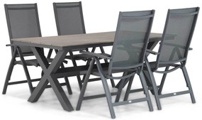 Tuinset 4 personen 180 cm Aluminium/Textileen /Aluminium/textileen Grijs Presto Vasto/Forest