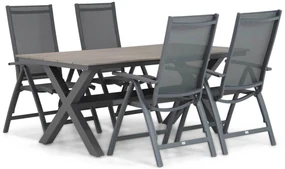 Tuinset 4 personen 180 cm Aluminium/Textileen /Aluminium/textileen Grijs Presto Vasto/Forest