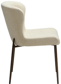 Dan-Form Glam Luxe Eetkamerstoel Boucle Almond Shimmer En Antique Brass