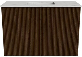 Mondiaz Joya DLux 60cm toiletmeubel walnut met wastafel faye midden zonder kraangat opalo