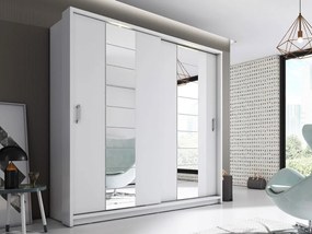 Kledingkast Fresno 105, Wit, 215x220x63cm, Kledingkast deuren: Schuivend, Aantal planken: 8, Aantal planken: 8