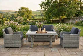 Stoel en Bank Loungeset 4 personen Wicker Grijs  Garden Collections Giardino/Napoli