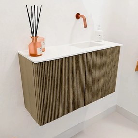 Mondiaz Joya 70cm toiletmeubel dusk met wastafel faye rechts zonder kraangat talc