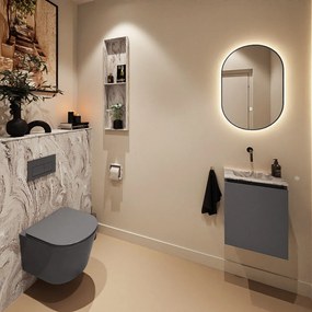 Mondiaz Ture DLux toiletmeubel 40cm dark grey met wastafel glace midden zonder kraangat