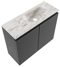 Mondiaz Ture DLux toiletmeubel 60cm dark grey met wastafel glace rechts zonder kraangat