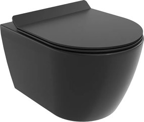 Mexen Carmen randloos toilet met slank, zwart mat zitting met softclose, duroplast - 30880185