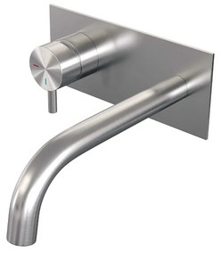 Brauer Brushed Edition ColdStart wastafelkraan inbouw gebogen uitloop met achterplaat model B2 RVS geborsteld PVD