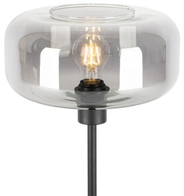 Art Deco tafellamp zwart met smoke glas - Bizle Art Deco E27 rond Binnenverlichting Lamp