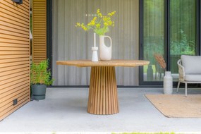 Dining Tuintafel rond 140 cm Ø Old teak greywash Fungo