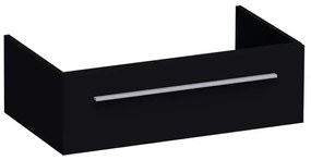 BRAUER Sharp Wastafelonderkast - 80x46x25cm - 1 softclose lade - zonder greep - 1 sifonuitsparing - MDF - mat zwart 1858