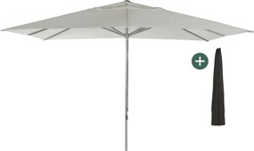 Parasol Shadowline Cuba | Inclusief hoes | Rechthoekig | 400x300cm | Met katrol | Grijs/Antraciet | Kees Smit Tuinmeubelen