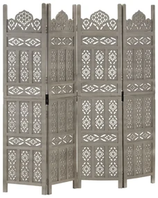 vidaXL Kamerscherm 4 panelen handgesneden 160x165 cm mangohout grijs