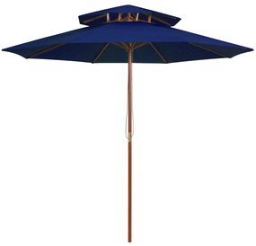 vidaXL Parasol dubbeldekker met houten paal 270 cm blauw
