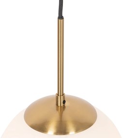 Art Deco hanglamp goud met opaal glas incl. rail adapter wit 1-fase - Slimline Flore Art Deco E27 bol / globe / rond Binnenverlichting Lamp