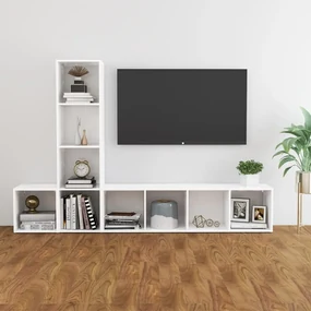 vidaXL 3-delige Tv-meubelset spaanplaat wit