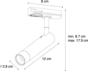 Moderne spot zwart voor railsysteem 1-fase  - Iconic Ivy