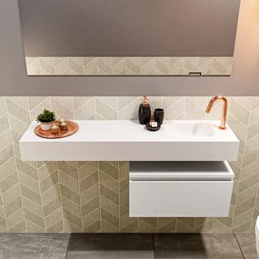 Mondiaz Andor toiletmeubel 60cm mat wit met witte wastafel 120cm rechts met kraangat