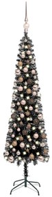 vidaXL Kerstboom met LED's en kerstballen smal 180 cm zwart