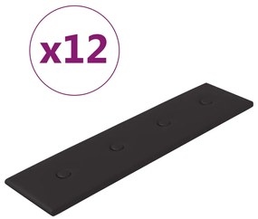 vidaXL Wandpanelen 12 st 1,08 m² 60x15 cm kunstleer zwart