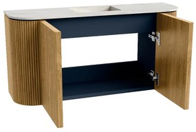 Mondiaz Joya DLux 85cm toiletmeubel ronding links/rechts oak met wastafel faye midden 1 kraangat opalo
