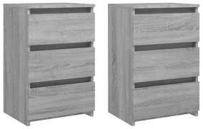 vidaXL Nachtkastjes 2 st 40x35x62,5 cm bewerkt hout grijs sonoma eiken