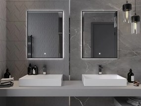 Mexen Erma verlicht badkamer spiegel 60 x 80 cm, LED 6000K, anti-condens, zwarte lijst - 9814-060-080-611-70
