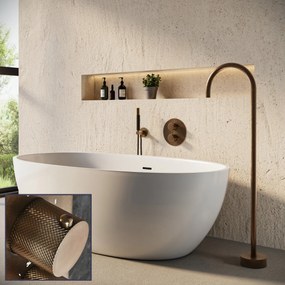 Saniclear Antique Curved Pro inbouw badkraan rond met vrijstaande uitloop verouderd messing